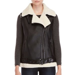 Michael Kors Sherpa Vest with Faux Leather